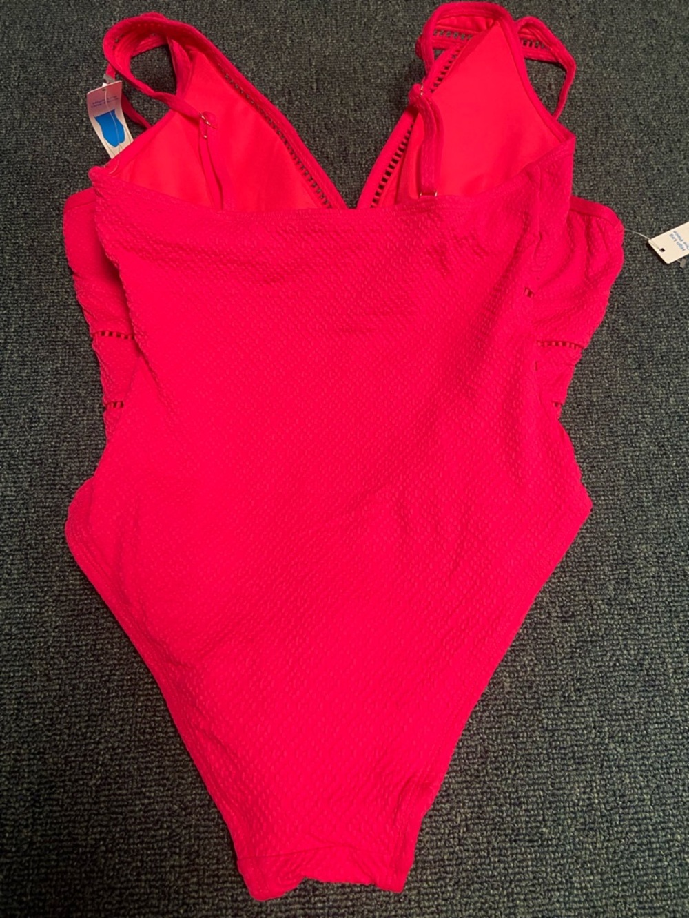 Time and Tru Hot Pink Textured One-Piece Swimsuit - Picture 2 of 4